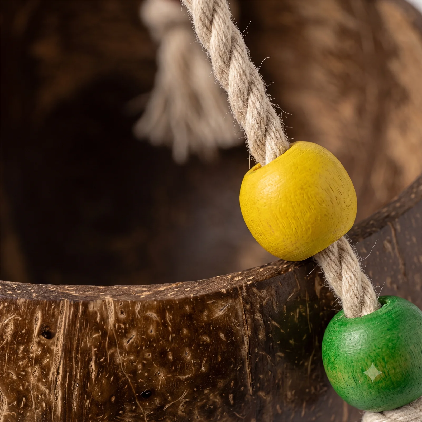 El Nuevo Neighborhood Pet Shop Natural Coconut Shell Bird Swing & Resting Bed with Colorful Beads - Image 3