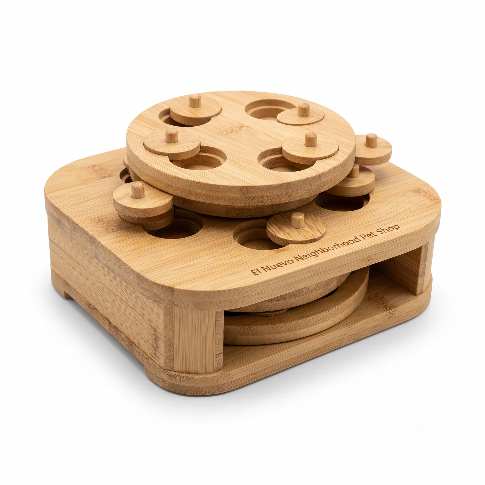 El Nuevo Neighborhood Pet Shop Interactive Bamboo Wooden Foraging Puzzle Toy for Birds - Image 3