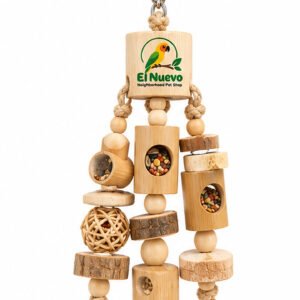 El Nuevo Wooden Bird Foraging Toy with Woven Ball