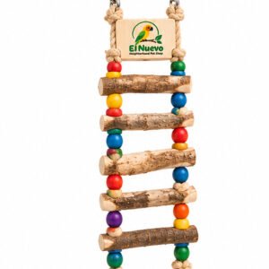 El Nuevo Wooden Bird Ladder with Colorful Beads