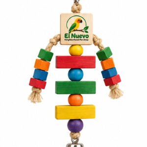 El Nuevo Wooden Bird Hanging Toy with Colorful Blocks and Bell